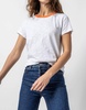 short sleeve colorblock crewneck shirt in tangelo trim