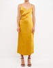 good satin wrap midi dress in gold