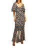 chiffon print ramya dress in vintage flowers indigo