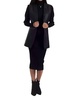 women's faux leather sleeveless blazer in black