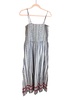 sleeveless midi dress in navy/white stripe