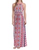 morris geometric maxi dress in white/pink