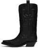 Black Mid Shaft Embroidered Western Boots