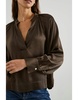 Chocolate Brown Wynna V Neck Silk Blouse