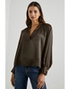 Chocolate Brown Wynna V Neck Silk Blouse