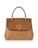 Thais Suede & Leather Satchel Bag - Brown