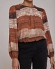 elastic shirred top in rust stripes print