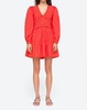 gaia solid cotton long sleeve mini dress in scarlet