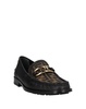 Fendi Man's Black Leather Loafers with FF Insert