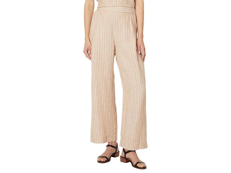 Pull-On Straight Crop Pants in Cotton-Linen Blend