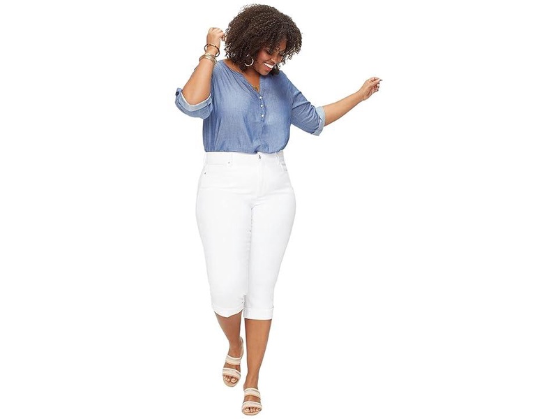 Plus Size Marilyn Crop Cuff in Cool Embrace Denim in Optic White