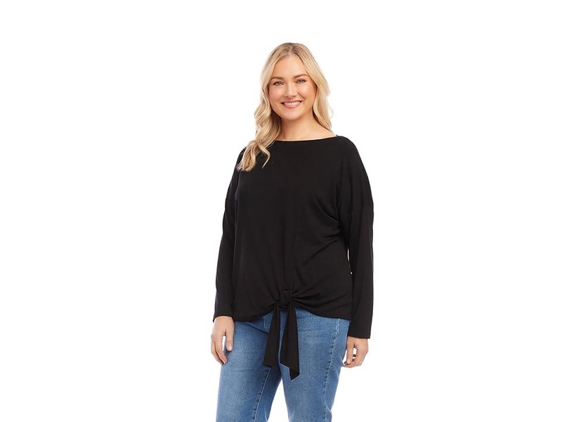 Plus Size Boatneck Tie Front Top