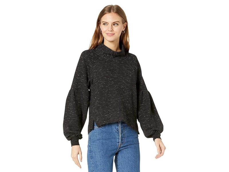 Space Dye Cowl Neck Pullover Sweatshirt in Eco Fleece