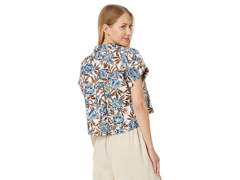 Crop Dolman Shirt in Floral 100% Linen