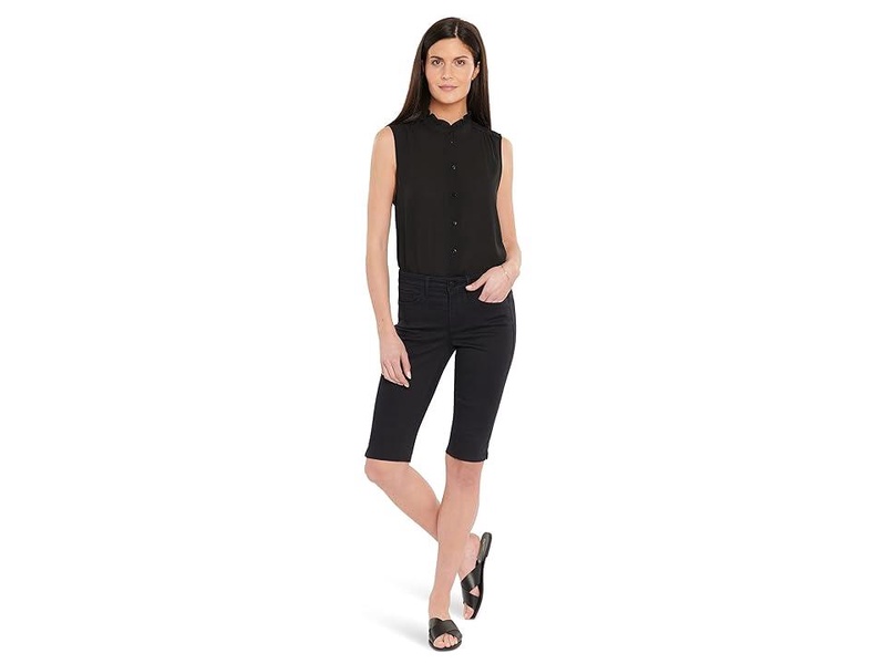 Petite Bike Capris Riveted Sideseam Slits in Black