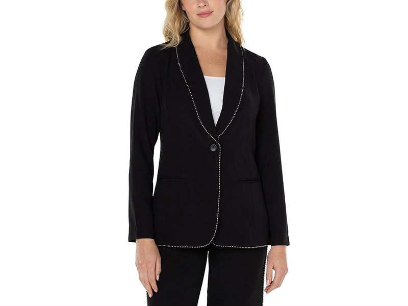 Shawl Collar Blazer with Chain Trim