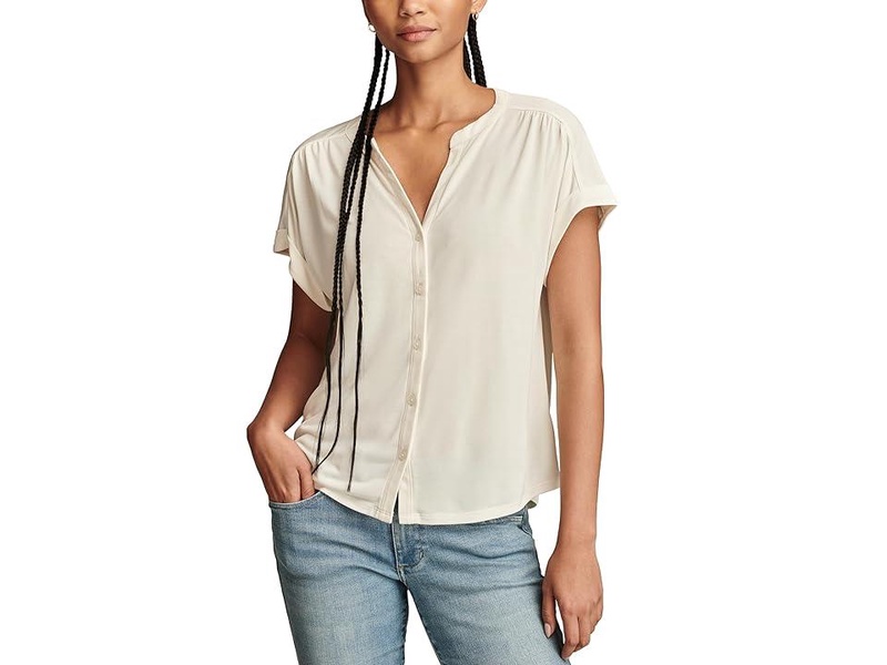 Sandwash Short Sleeve Button Front Top