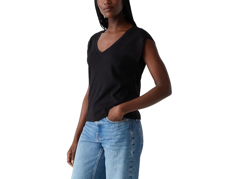 Tati V-Neck Power Shoulder Top