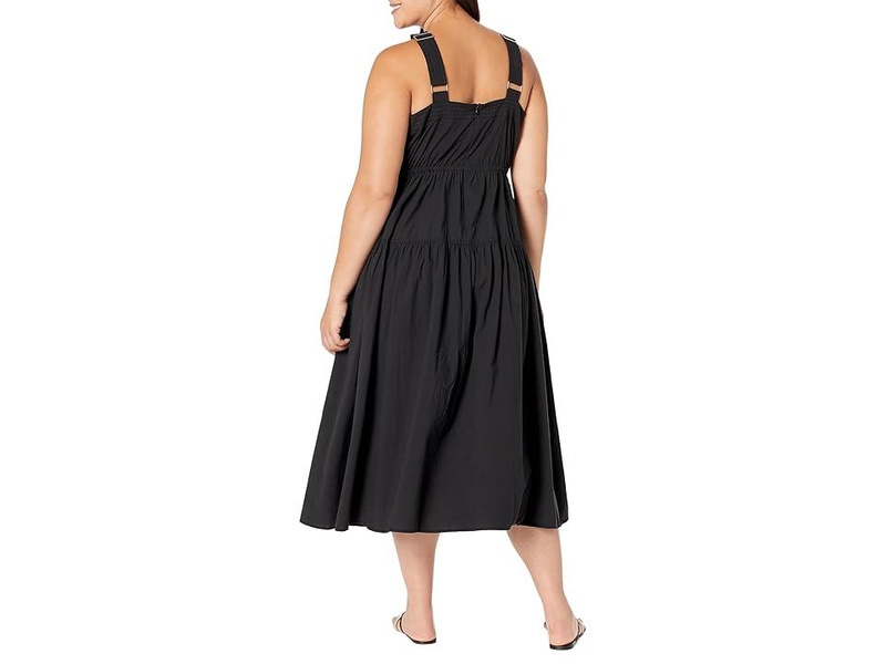 Plus Poplin Halter Tiered Midi Dress