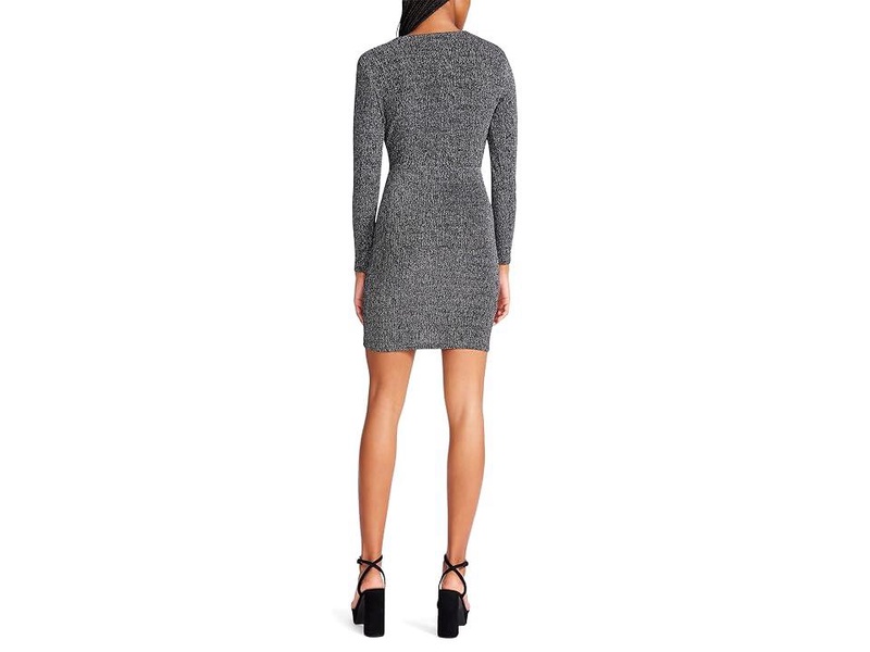 Metallic Knit Faux Wrap Dress