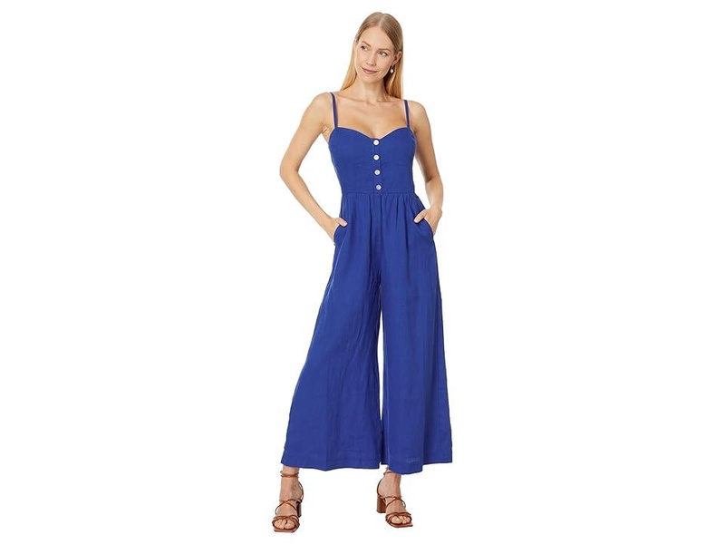 Sleeveless Wide-Leg Jumpsuit in 100% Linen