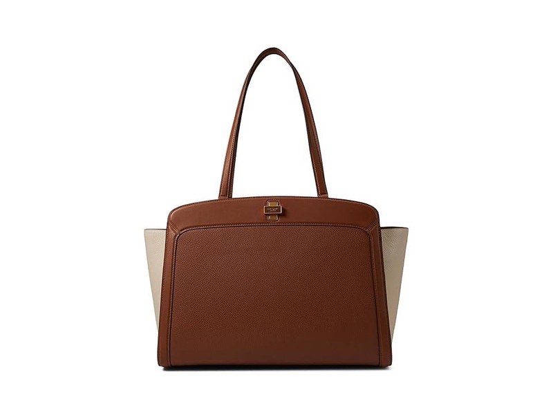 York Color-Blocked Pebbled and Smooth Leather Large Work Tote