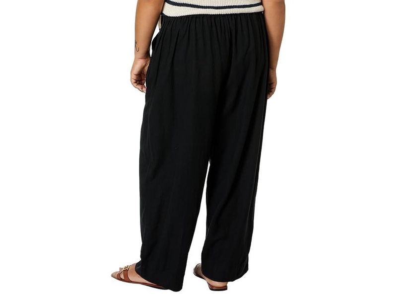 Plus Pull-On Straight Crop Pants in 100% Linen