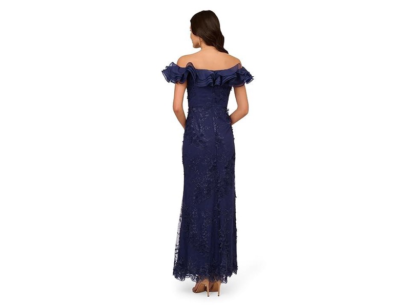 Adrianna Papell Women's Floral Ruffle Gown