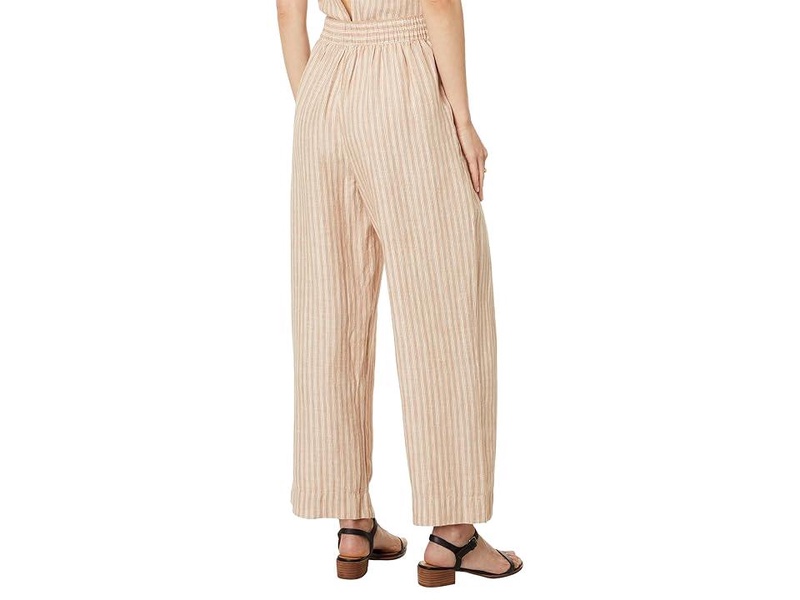 Pull-On Straight Crop Pants in Cotton-Linen Blend