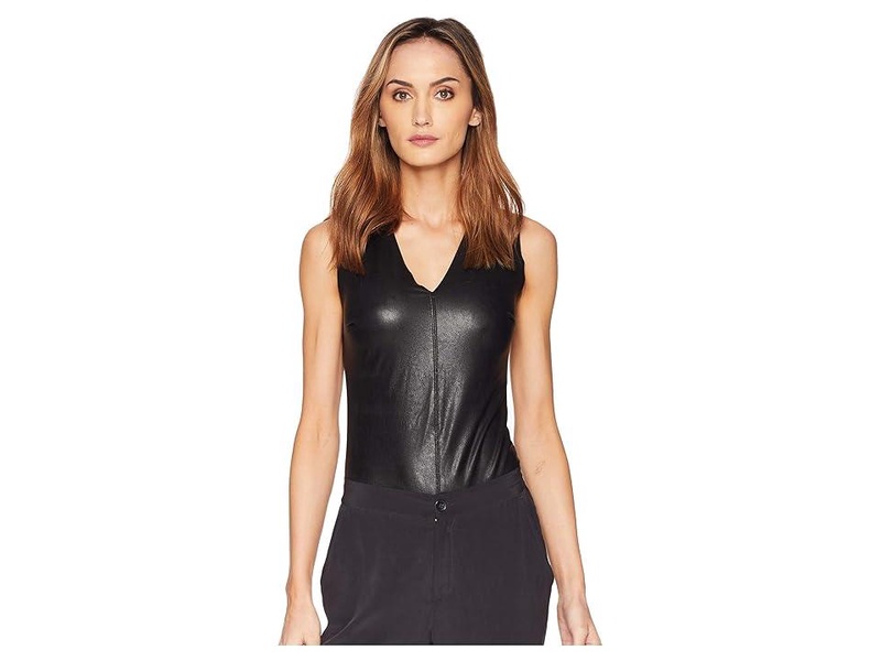 Faux Leather V-Neck Bodysuit BDS014