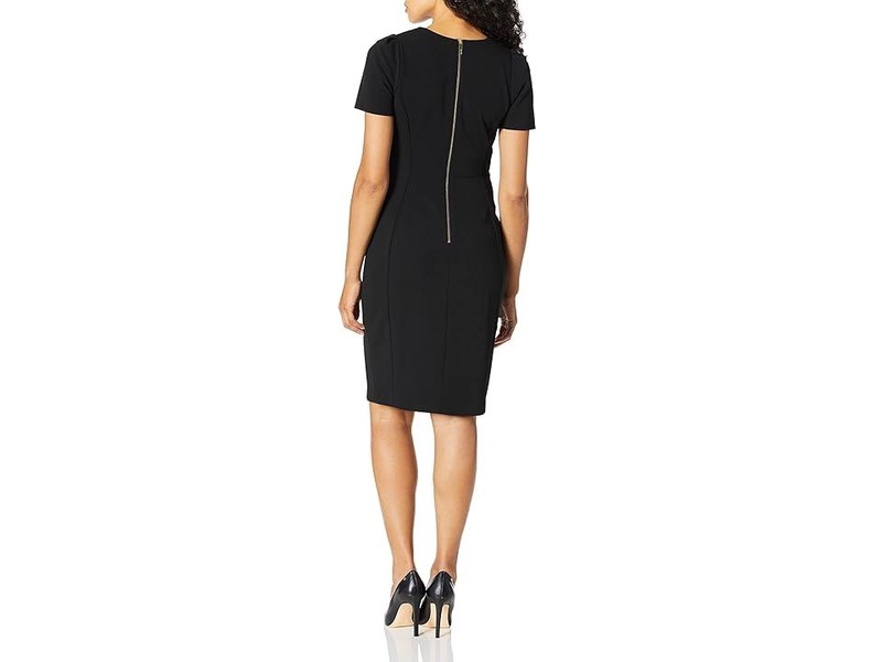 Short Sleeved Seamed Sheath Dress