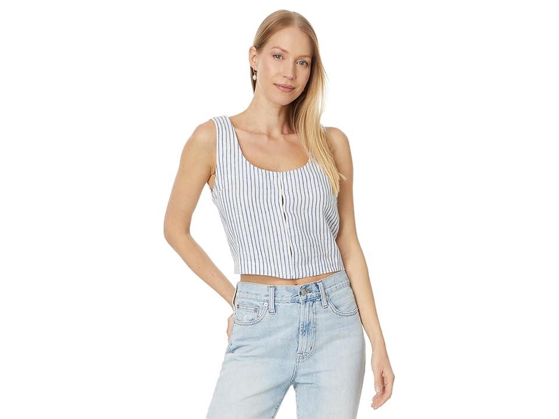 Scoopneck Crop Tank in 100% Linen