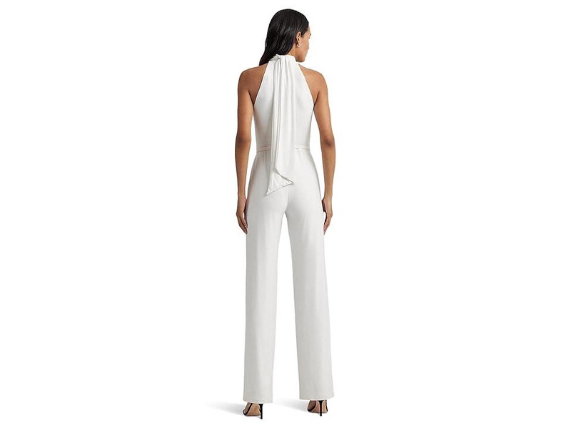 Belted Jersey Halter Wide-Leg Jumpsuit