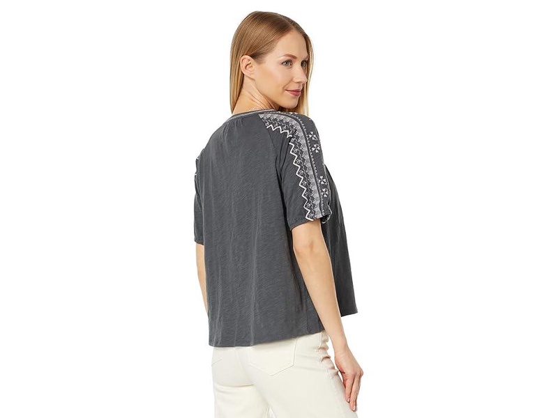 Short Sleeve Embroidered Swing Top