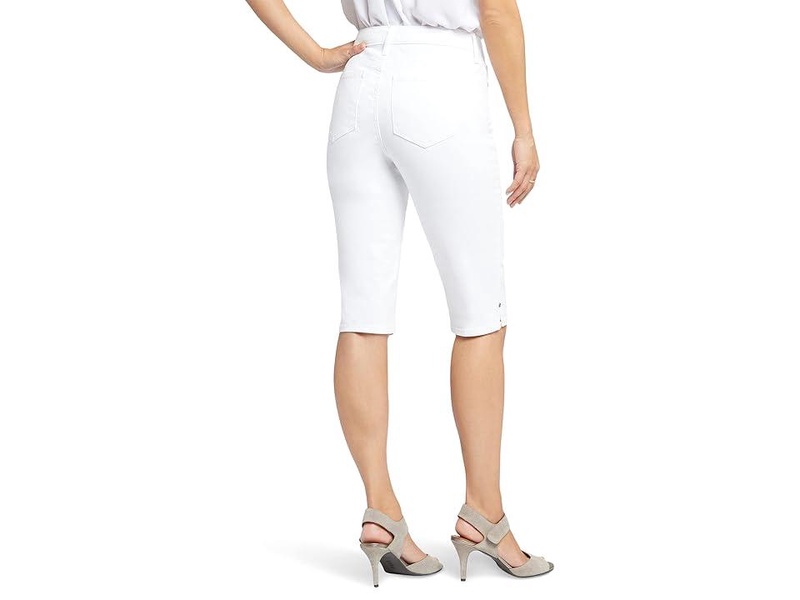 Petite Bike Capris Riveted Sideseam Slits in Optic White