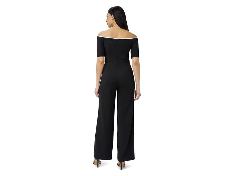 Off-the-Shoulder Knit Crepe Tie Waist Jumpsuit