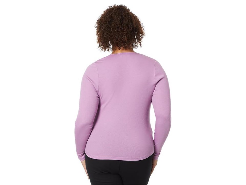 Plus Angled Neckline Long-Sleeve Top