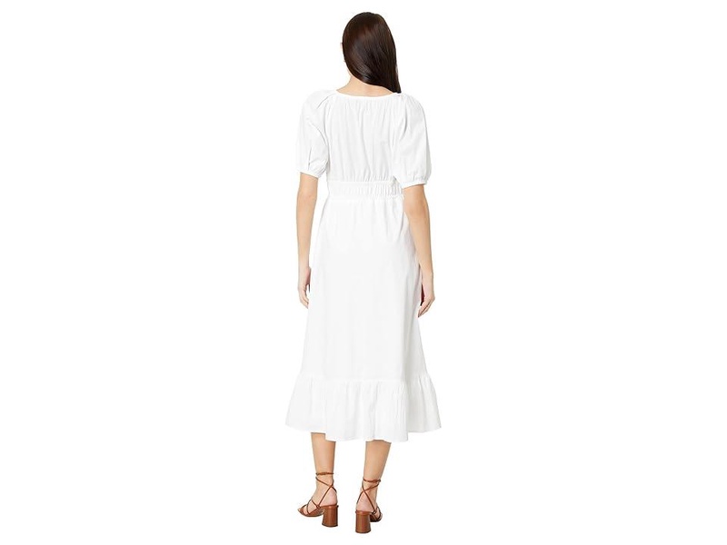 Poplin V-Neck Midi Dress