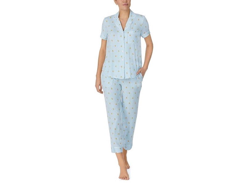 Modal Jersey Short Sleeve Notch Capris PJ Set