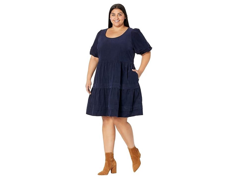 Plus Corduroy Tiered Mini Dress