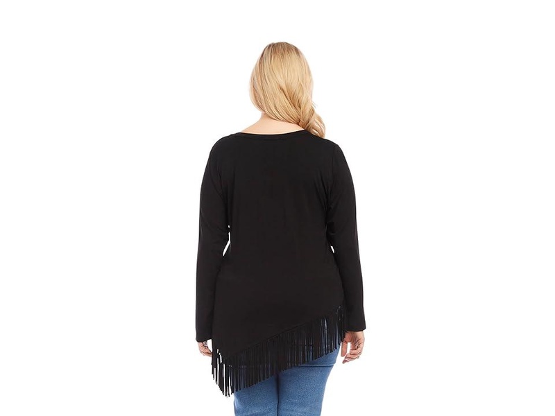 Plus Size Asymmetric Fringe Top