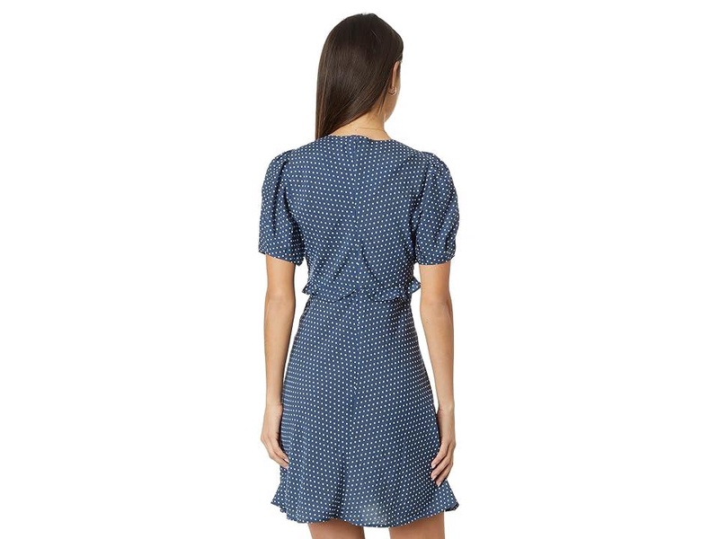 Puff-Sleeve Ruffle Mini Dress in Polka Dot