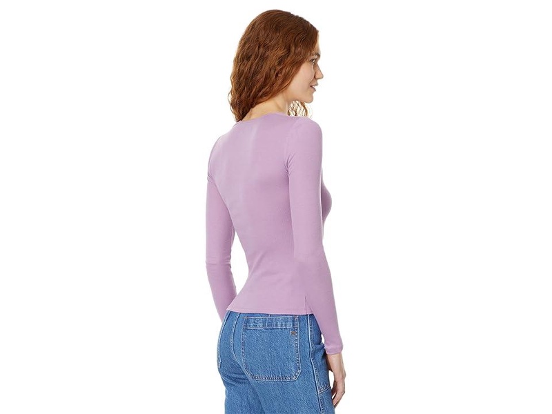 Angled-Neck Long-Sleeve Top