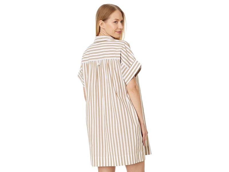 Collared Button-Front Mini Shirtdress in Stripe