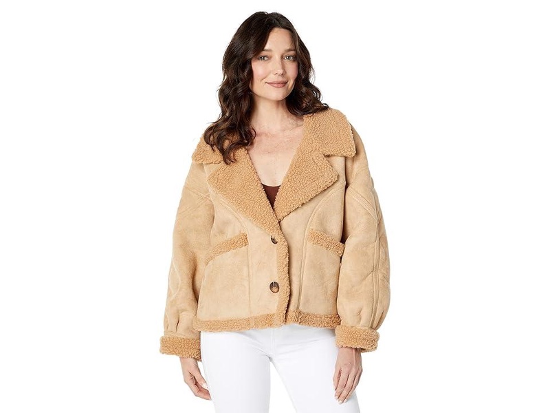 Shearling Button-Down Outerwear with Pockets