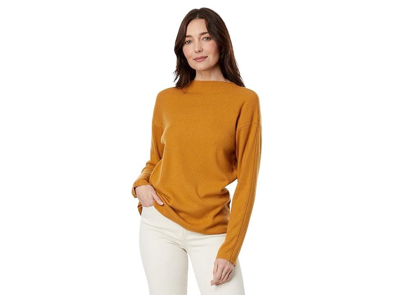 Textured Rib Long Sleeve Turtleneck Top