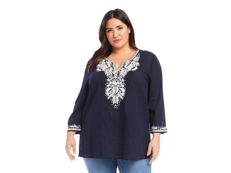 Plus Size Embroidered Tunic