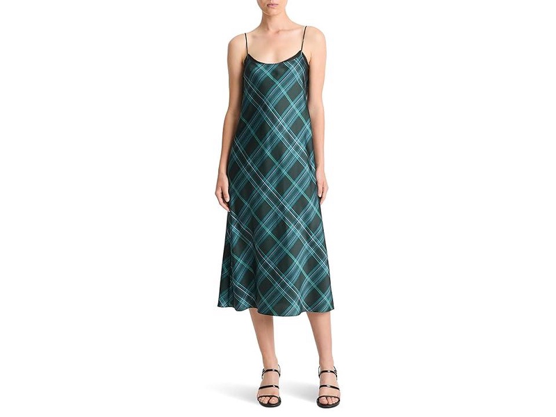 Plaid Lace Trim Slip Dress