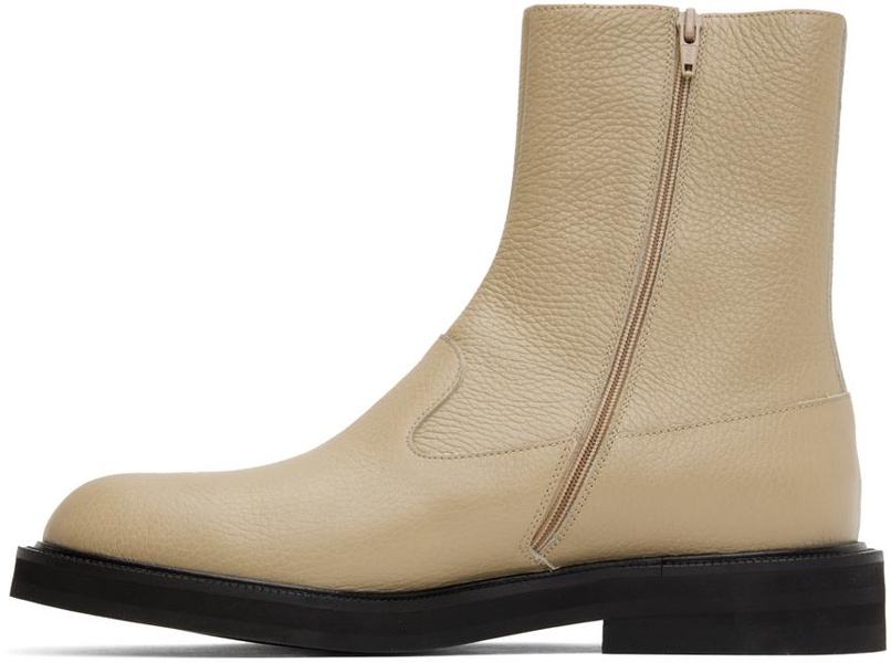 Beige Leather Chelsea Boots