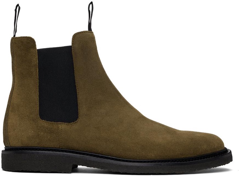 Khaki Classic Waxed Suede Chelsea Boots